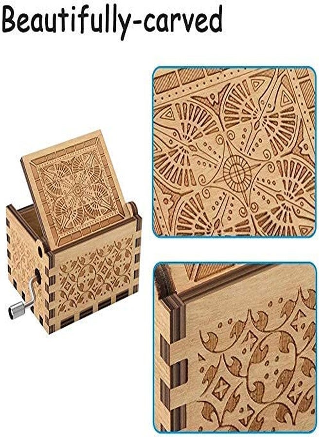 FUSKED Happy Birthday Music Box Hand Crank Musical Box Carved Wooden Music Boxes Mini(1 Piece) - Image 2